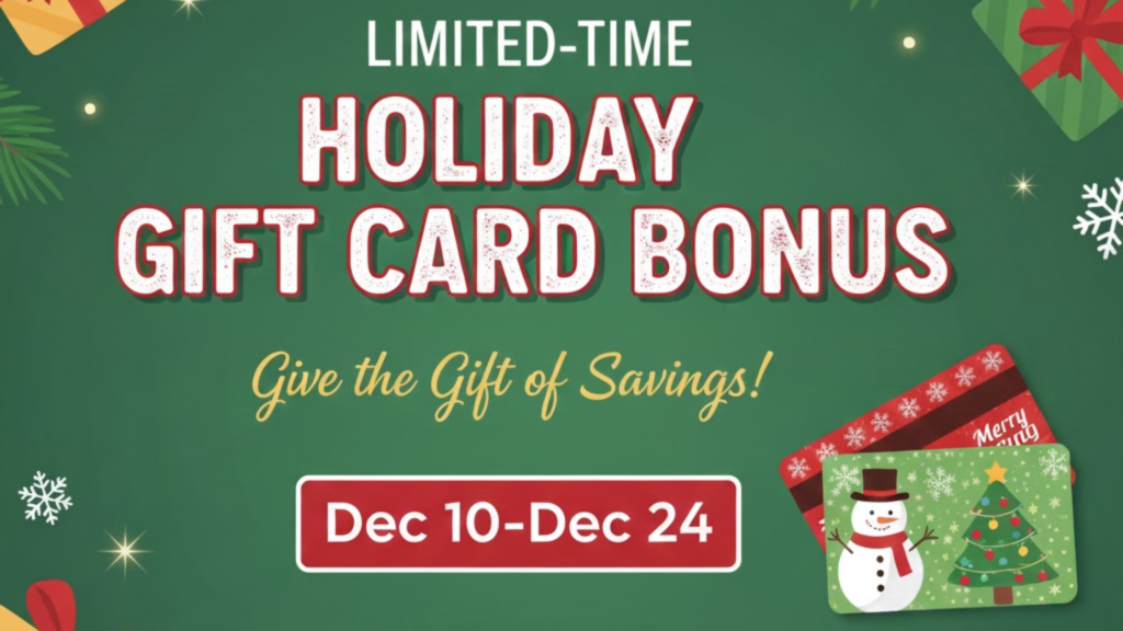 Holiday Gift Spa Cards + Bonuses | A Touch of Bliss Organic Spa